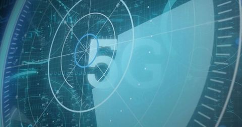 Abstract digital interface with 5g technology graphics