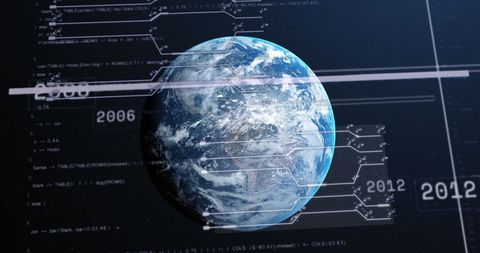 Digital Data Interface with Spinning Earth - Download Free Stock Images Pikwizard.com