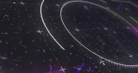 Futuristic digital interface with glowing circles and markers