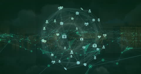 Futuristic Globe of Digital Network Connectivity and Communication Icons