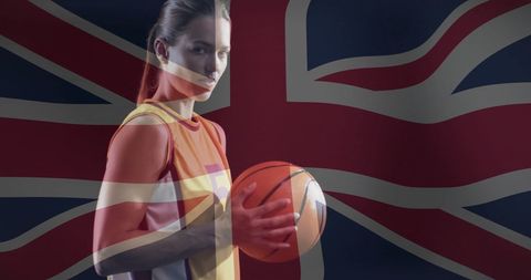 Biracial Female Basketball Player with UK Flag Background - Download Free Stock Images Pikwizard.com