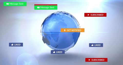 Digital Earth with Notification Pop-Ups Signifying Global Connectivity