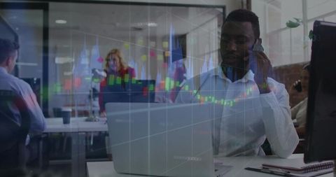 Business Professional Analyzing Stock Trends on Laptop