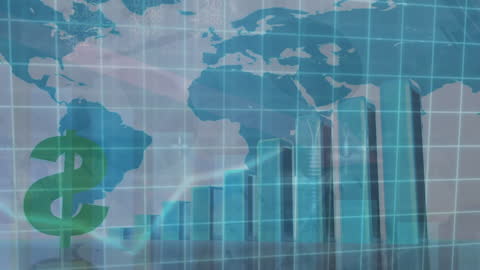 Digital Economy Animation with Dollar Symbol and World Map