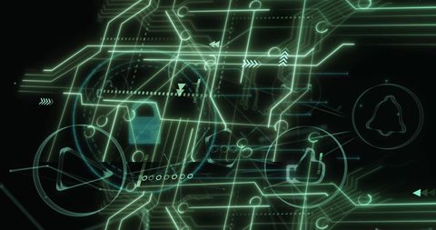 Abstract Digital Interface with Cybersecurity Icons - Download Free Stock Images Pikwizard.com