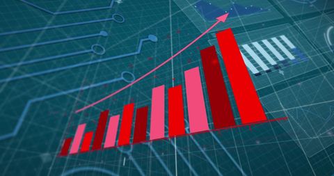 3D Rendered Red Bar Graph with Data Visual Elements - Download Free Stock Images Pikwizard.com