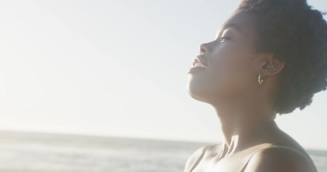 Calm Woman Relaxing on Beach at Sunset - Download Free Stock Images Pikwizard.com