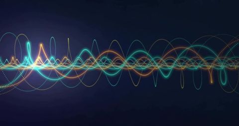 Neon Waveforms Oscillating Across Dark Gradient Backdrop for Futuristic Data Visualization