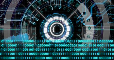 High-Tech Digital Interface with Binary Code and Circuit Board - Download Free Stock Images Pikwizard.com