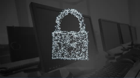 Digital Padlock on Computer Monitors in Office