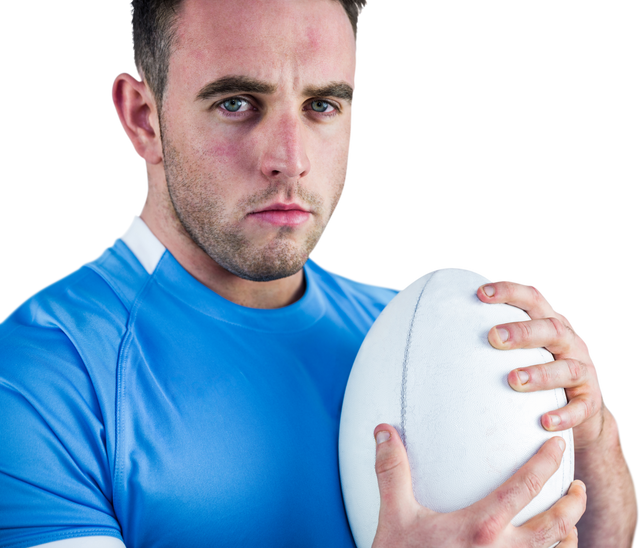 Determined Rugby Player Holding Ball Against Transparent Background - Download Free Stock Videos Pikwizard.com