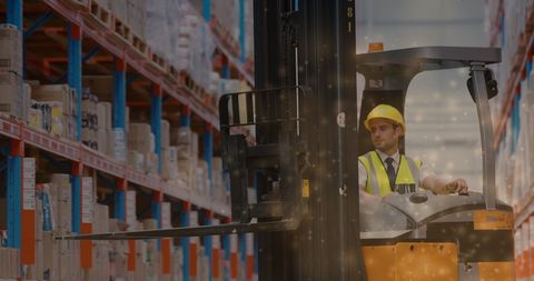 Warehouse Worker Operating Forklift with Glowing Light Effects - Download Free Stock Images Pikwizard.com