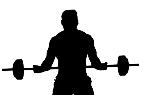 Silhouette of Strong Man Lifting Barbell on Transparent Background
