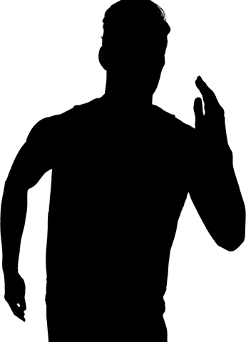 Dynamic runner silhouette on transparent background for fitness themes