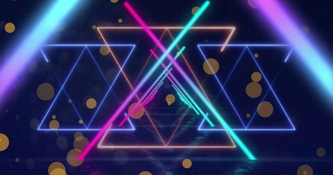 Vibrant Neon Geometric Light Trails on Dark Background - Download Free Stock Images Pikwizard.com
