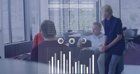 Financial Data Processing with Business Professionals in Modern Office