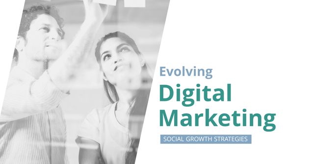 Promoting digital marketing evolution, the image features professionals strategizing, embodying innovation and teamwork. Ideal for presentations on business growth or collaborative project planning.