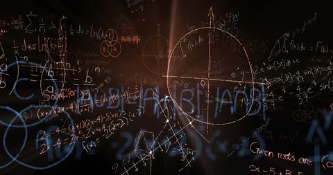 Mathematical equations on dark background for education concepts