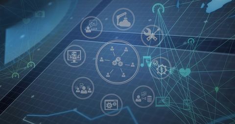 Data Processing Network with Global Connection Icons - Download Free Stock Images Pikwizard.com