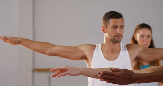 Fitness Trainer Assisting Man in Yoga Class Session - Download Free Stock Images Pikwizard.com