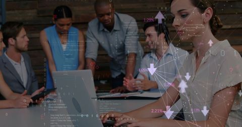 Collaborative Business Meeting with Digital Connection Overlay