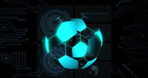 Digital Football Interface with Futuristic Technology Elements