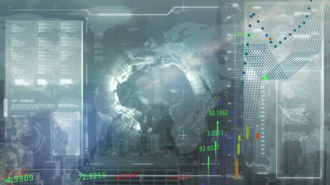 Dynamic Holographic Infographic Interface with Rotating Globe