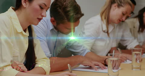 Focused Students Engaging in Learning with Futuristic Overlay