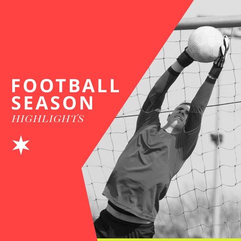 goalkeeper saving football in action shot with highlighted text - Download Free Stock Templates Pikwizard.com