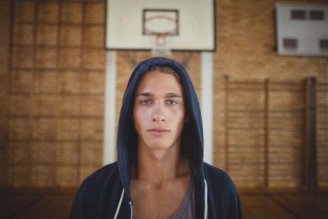 High School Boy Standing in Basketball Court - Download Free Stock Photos Pikwizard.com