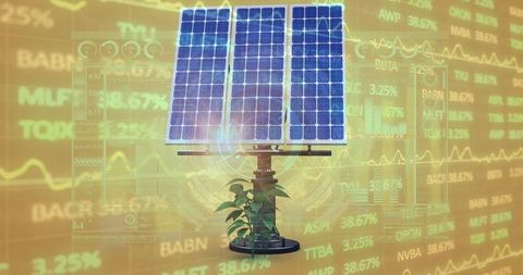 Solar Energy and Growth Concept on Financial Chart Background