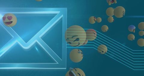 digital envelope with emojis represents online messaging - Download Free Stock Images Pikwizard.com