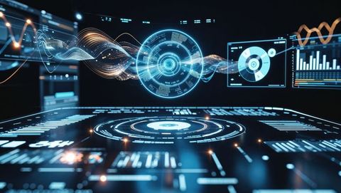 Futuristic Virtual Data Console Showing Holographic Interfaces - Download Free Stock Images Pikwizard.com