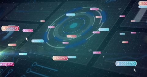 Cyber Space Digital Interface with Navigating HUD Elements