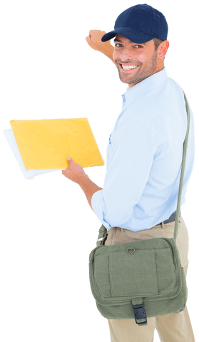 Smiling Postman Delivering Mail with Transparent Background - Download Free Stock Videos Pikwizard.com