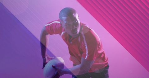 Vibrant Rugby Action Shot with Abstract France Flag Overlay