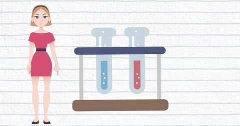 Animated Woman with Test Tubes for National Mentoring Month