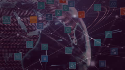 Digital Globe with Data Icons and Network Connections