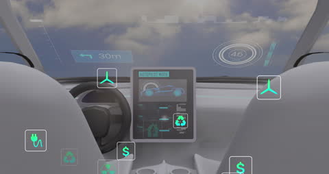 Futuristic Car Interior with Eco Data Interface