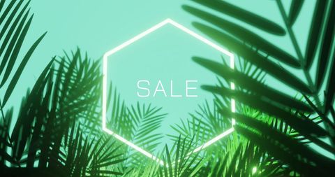 Digital Sale Banner with Luxurious Green Foliage