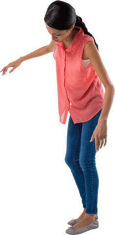 Transparent Image Biracial Woman Balancing Casual Office Attire