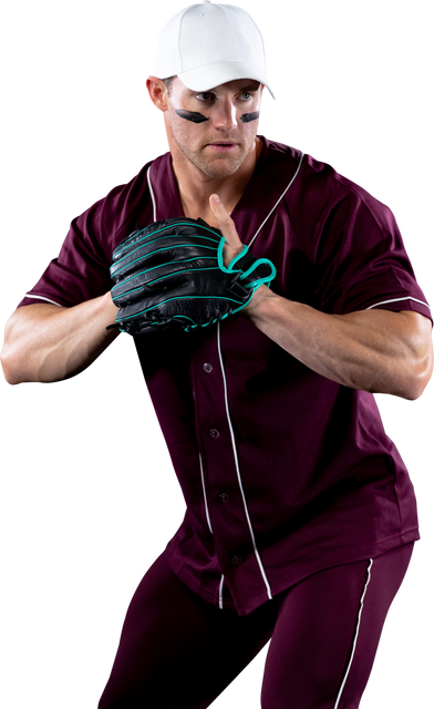 Transparent baseball pitcher ready for pitch in maroon uniform and white cap - Download Free Stock Videos Pikwizard.com