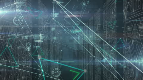 Futuristic Digital Network and Data Processing in Server Room