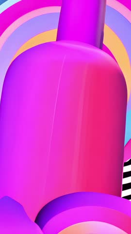 Rotating Magenta Cylinder Reveal in Pastel Studio - Abstract Geometric Vertical Motion