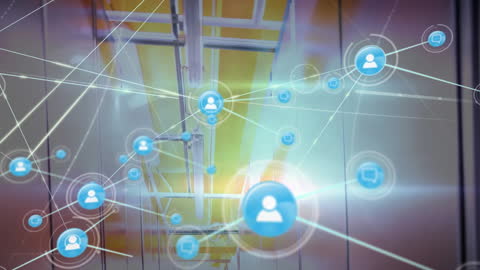 Digital Connections Overlapping High-tech Server Room