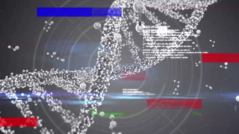 Digital DNA Strand with Glitch Visual Effects