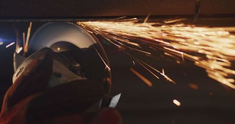 Steel Pipe Cutting with Angle Grinder and Sparks in Workshop - Download Free Stock Images Pikwizard.com