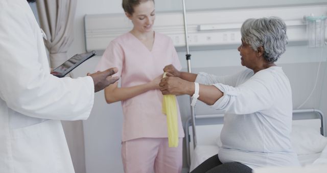 Senior Woman Doing Physical Therapy Exercises with Nurse and Doctor - Download Free Stock Images Pikwizard.com