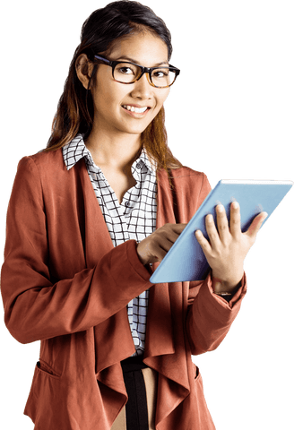 Transparent Professional Businesswoman Using Tablet with Confidence - Download Free Stock Videos Pikwizard.com