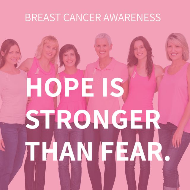 Group of Women in Pink Representing Breast Cancer Awareness - Download Free Stock Templates Pikwizard.com